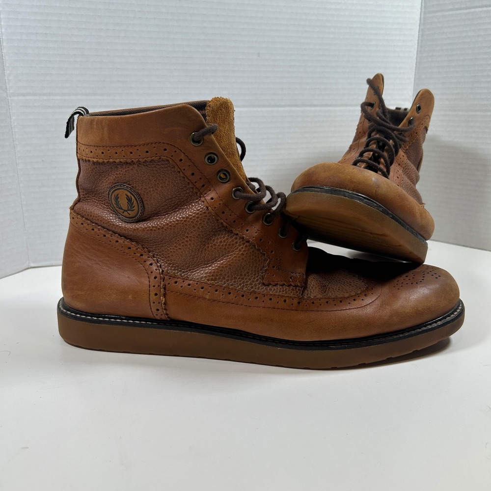Fred Perry Northgate Brogue Boots Tan Leather Wingtip Mens 13 B7425/448